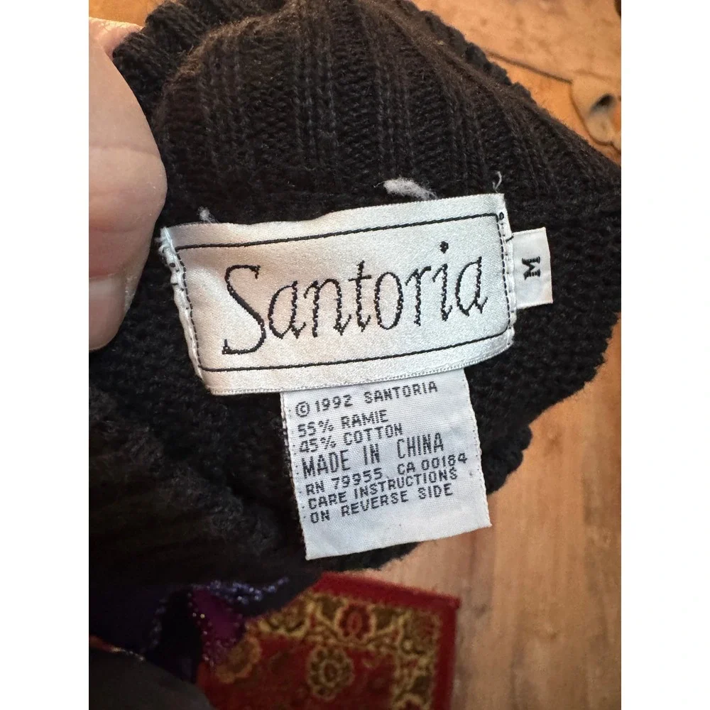 Vintage Santoria 1992 Funky Puzzle‎ Piece Sequin Turtleneck Sweater Dress M